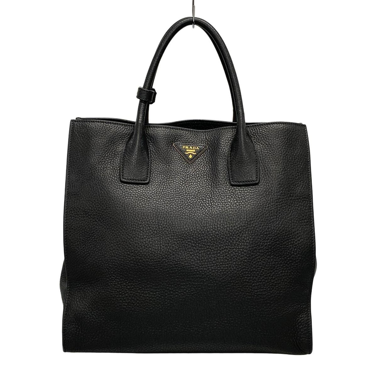 PRADA プラダ トートバッグ ヴィッテロダイノレザー BN2671 黒 革タグ レザー