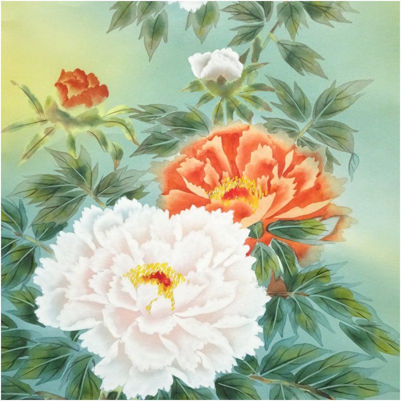 【未使用品】掛軸 佐藤和三『牡丹』日本画 絹本 箱付 掛け軸 L01408 未使用品】掛軸 佐藤和三『牡丹』日本画 絹本 箱付 掛け軸 L01408