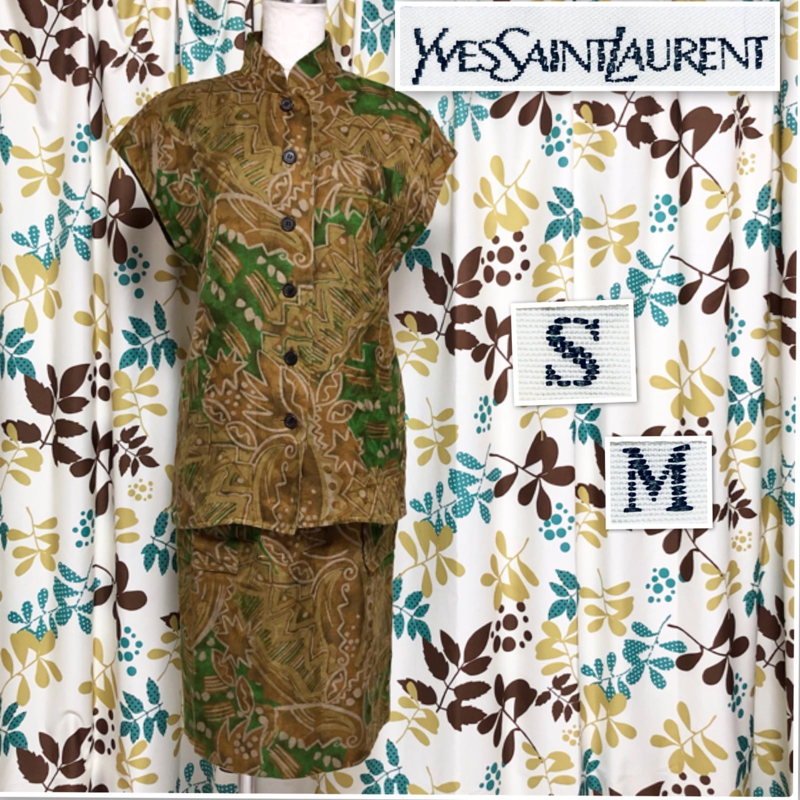 □美品□希少リネン100%□Yves saint Laurent イヴサンローラン 