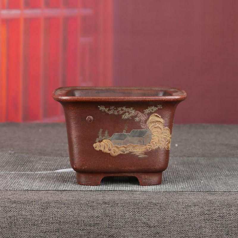 紫砂四方鉢 紫砂の鉢盆栽鉢 植木鉢 小品盆栽鉢 大品盆栽鉢
