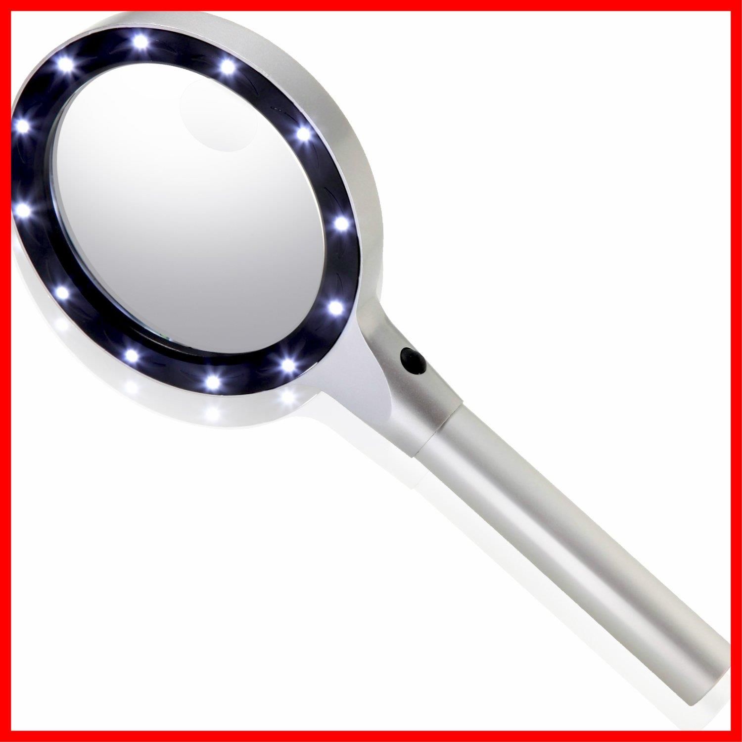 【人気商品】手持ちルーペ【3倍＆8倍】2種類レンズ／LEDライト／メンテナンスクロス付き／収納用ケース付き ＜長期45日間＞ 拡大鏡u0026虫眼鏡 拡大鏡 Phoenix ルーペ