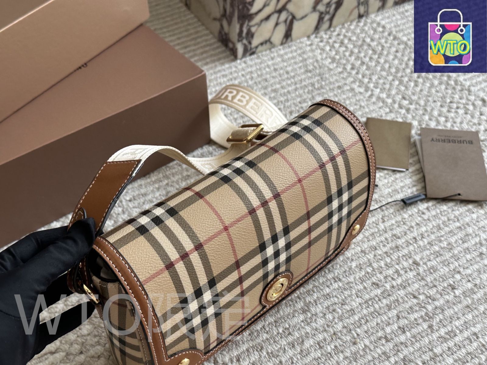 BURBERRY ダレス バック ホースロゴ ヴィンテージ キャメル バーバリー ミニボストンバッグ ノバチェック ホースロゴ