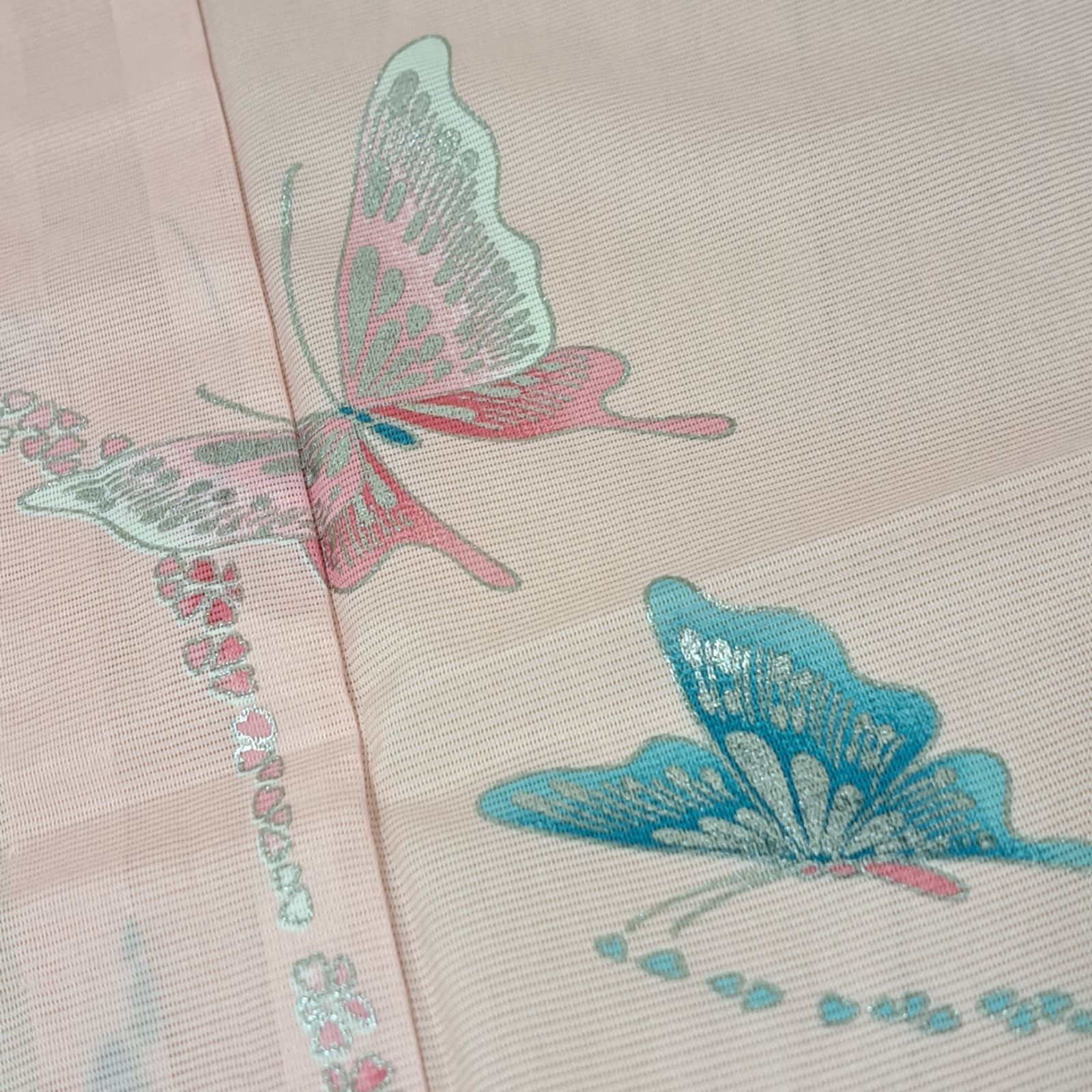 洗える着物※値下げ 最終値下げ洗える夏着物・付下げ 化繊 絽 ブルーグレー地にススキと