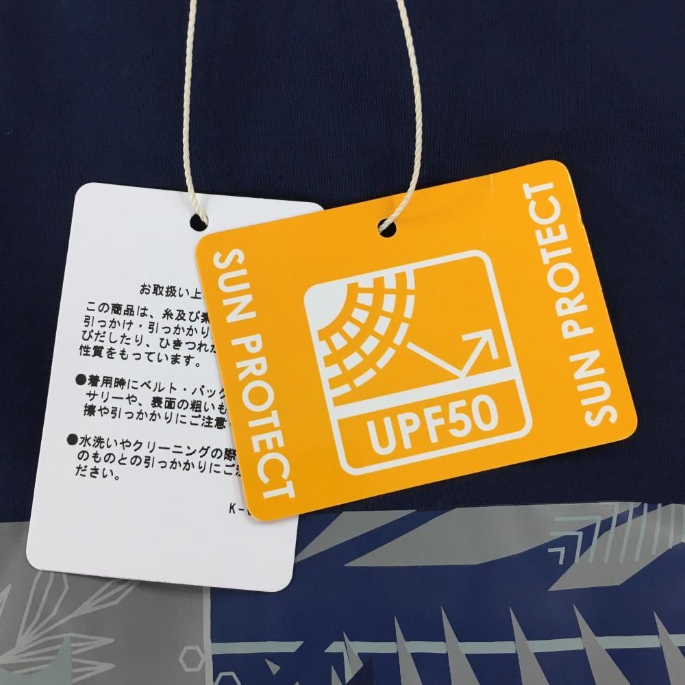 【新品】キャロウェイ レッドレーベル 半袖ハイネックシャツ ネイビー×グレー リーフ柄プリント レディース S ゴルフウェア Callaway