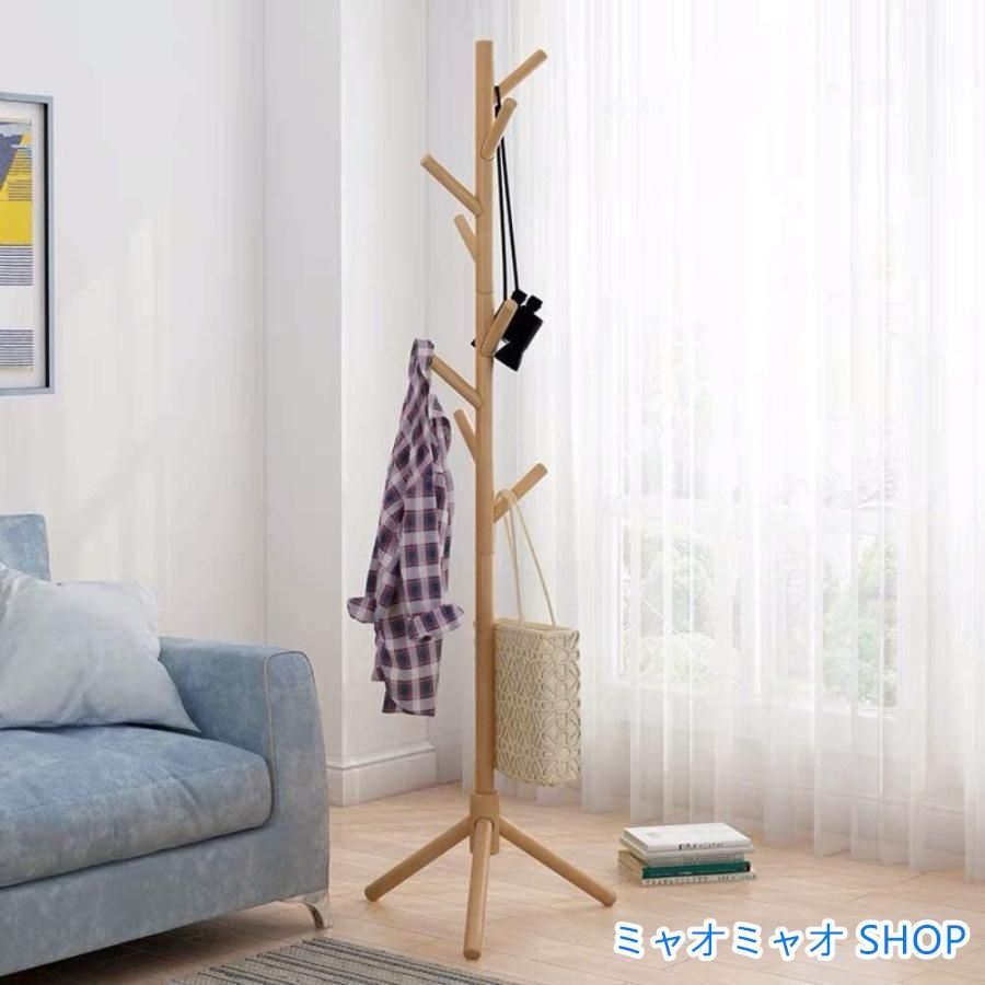 木製 ポールハンガー コートハンガー ハンガーラック 木製 コート掛け かばん掛け 帽子掛けスタンド 枝型設計 組立て簡単 省スペース 安定性