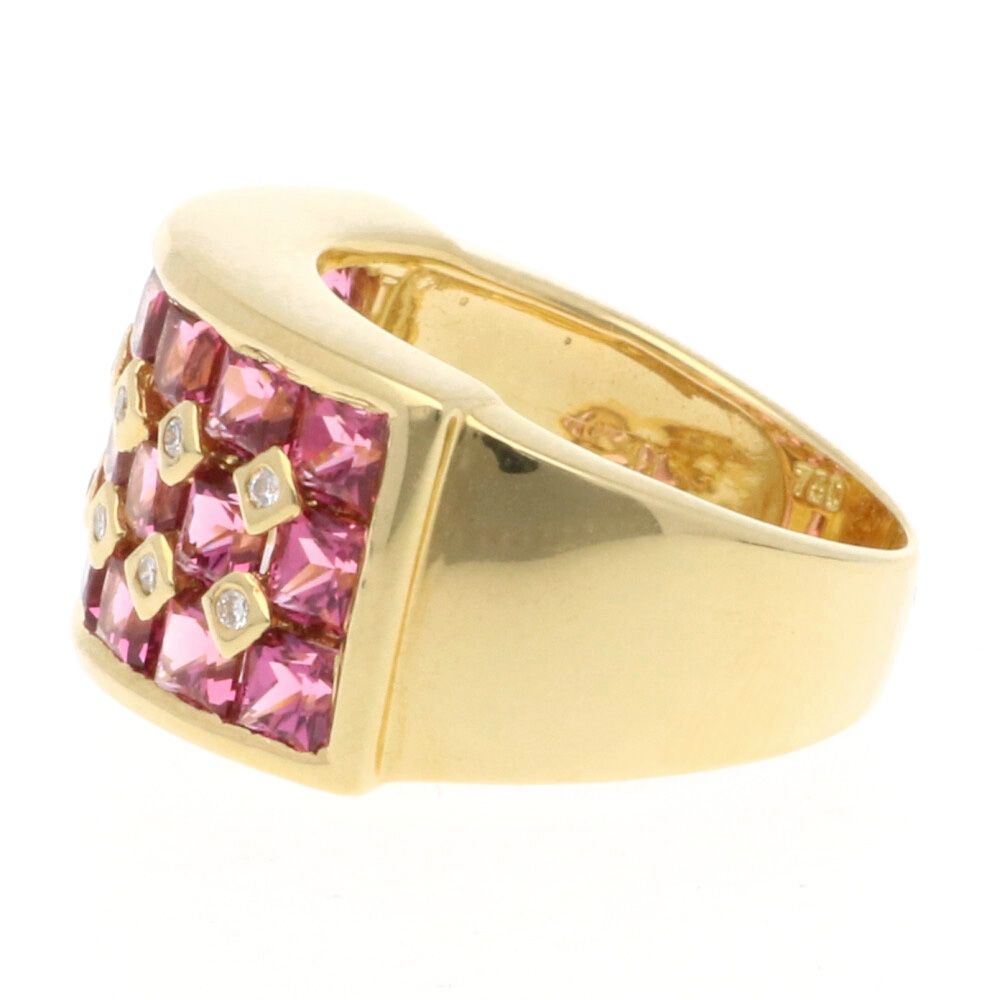 リング 指輪 12号 18金 K18イエローゴールド ガーネット レディース  