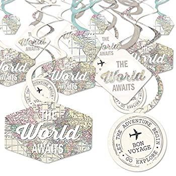 World Awaits - 旅行テーマ パーティー ハンギング デコレーション 渦巻き - 40個セット