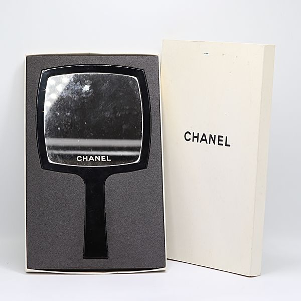 箱付 シャネル 手鏡 ハンドミラー ブラックカラー コスメ ブランド小物