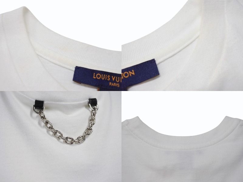 LOUIS VUITTON 反転ロゴ チェーン 半袖Tシャツ XS 極美品】ルイヴィトン チェーン 反転ロゴ 半袖Tシャツ 白 M