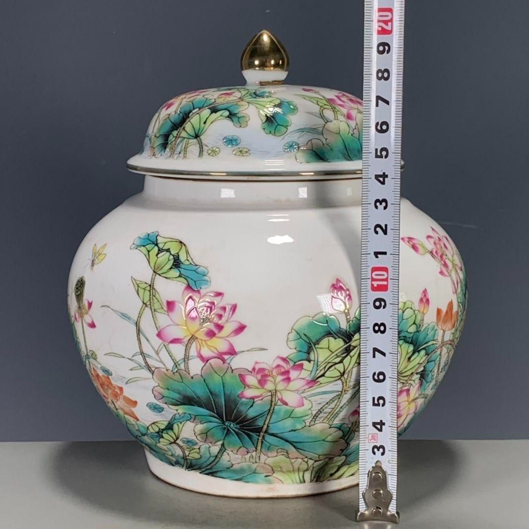 清乾隆粉彩蒔金蓮花蓋缶  景徳鎮 陶磁器 装飾品 工芸品 美術品 置物 清乾隆粉彩蒔金蓮花蓋缶 景徳鎮 陶磁器 装飾品 工芸品 美術品