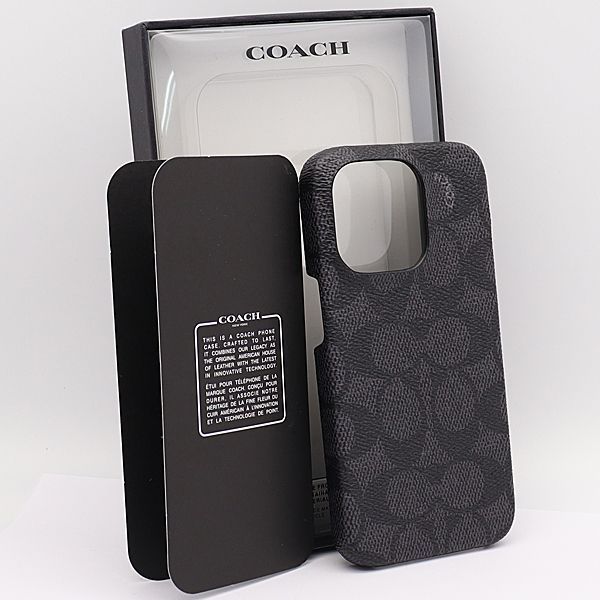 コーチ iPhoneケース CI420 iPhone14Proケース シグネチャー 黒系 KYM