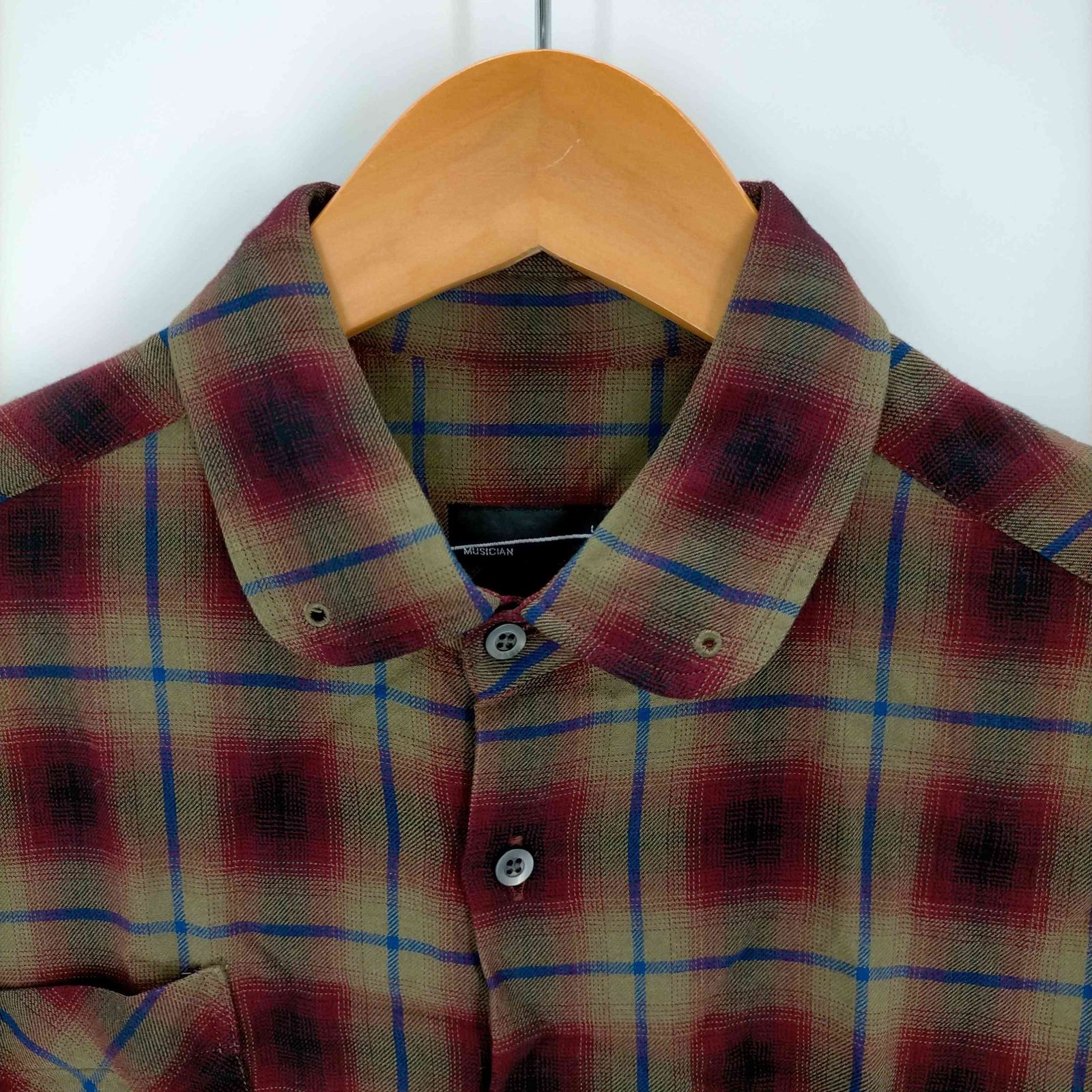 ラッドミュージシャン LAD MUSICIAN ROUND COLLAR SHIRT オンブレ