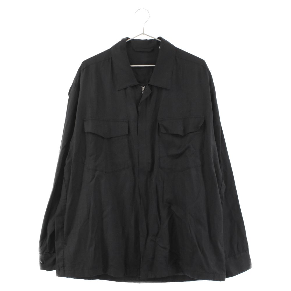 LANVIN (ランバン) Double Pocket L/S Shirts ダブルポケット 長袖シャツ ブラック