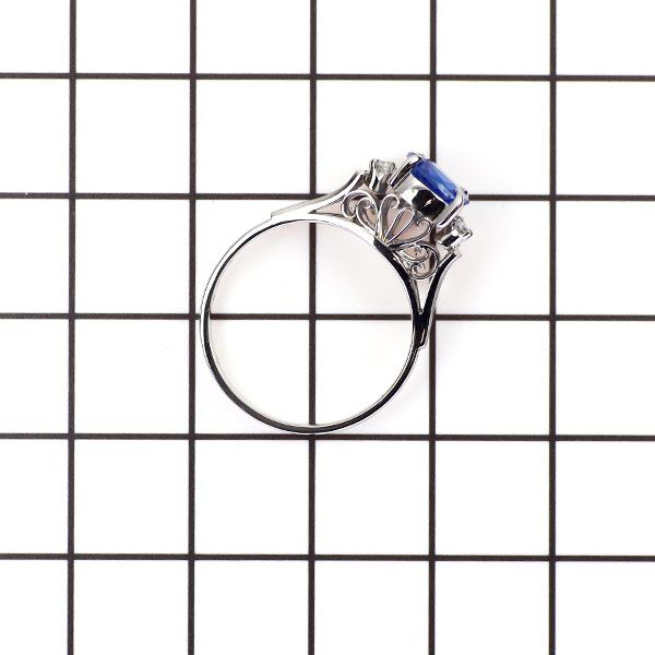 Pt850 通常加熱サファイア ダイヤモンド リング 1.34ct 0.08ct