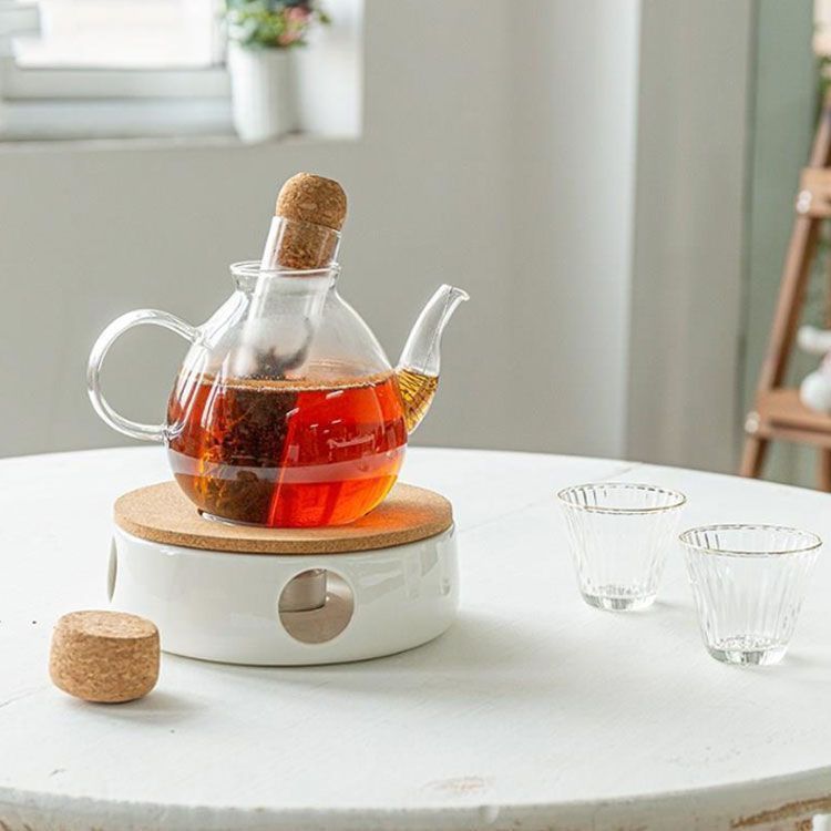 ポット 450 ml ティーポット ティー 紅茶 直火 直火対応 直火可 ティーバッグ ミルクポット ガラス 耐熱ガラス 硝子 コルク 2人 2杯 2人用 電子レンジ シンプル おしゃれ かわい zhangban 468 計量器具セット キッチン収納