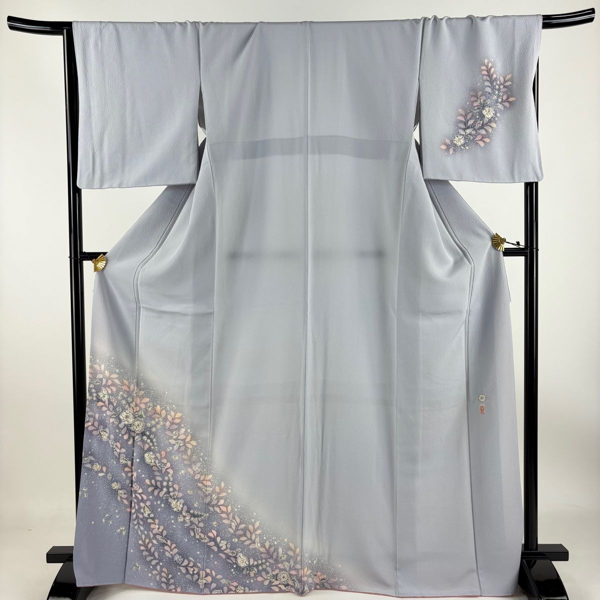 付下げ 身丈168.5cm 裄丈68cm L 袷 翠山工房 やまと 落款 辻が花 ぼかし 薄紫 正絹 名品