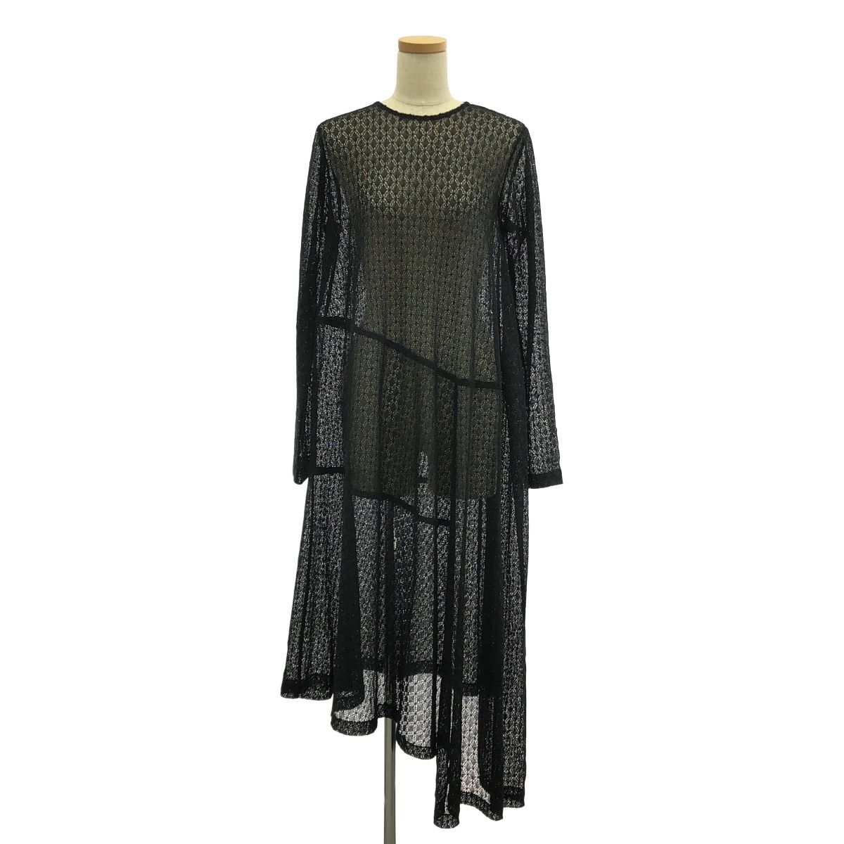 JIL SANDER | ジルサンダー | クロシェニット アシンメトリー ワンピース | ブラック | レディース