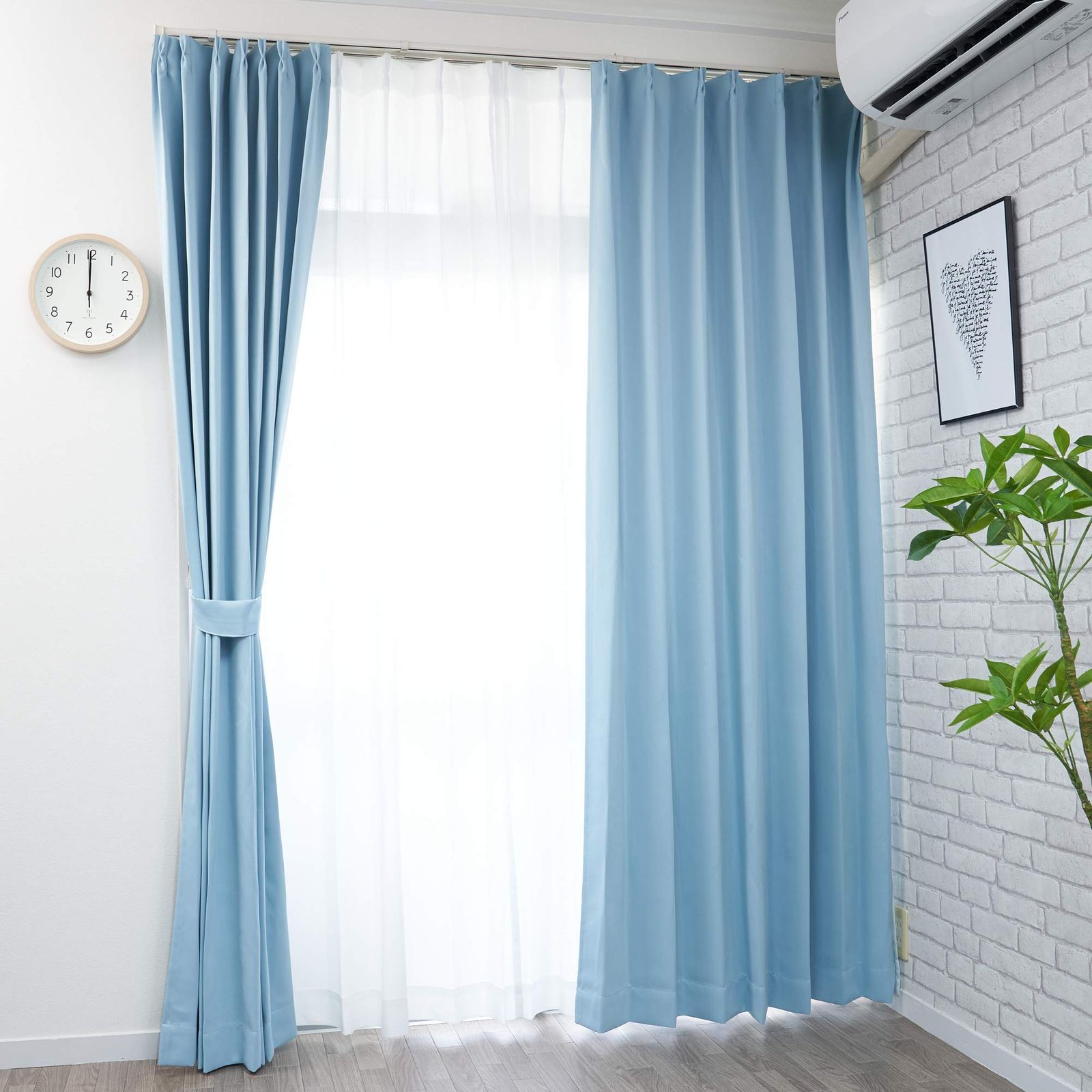 1級 遮光 135cm丈 2枚組 カーテン 断熱 保温 節電対策 洗える 省エネ curtain-fabfun 形状記憶 幅1x丈135 2枚組 ブルー ME612