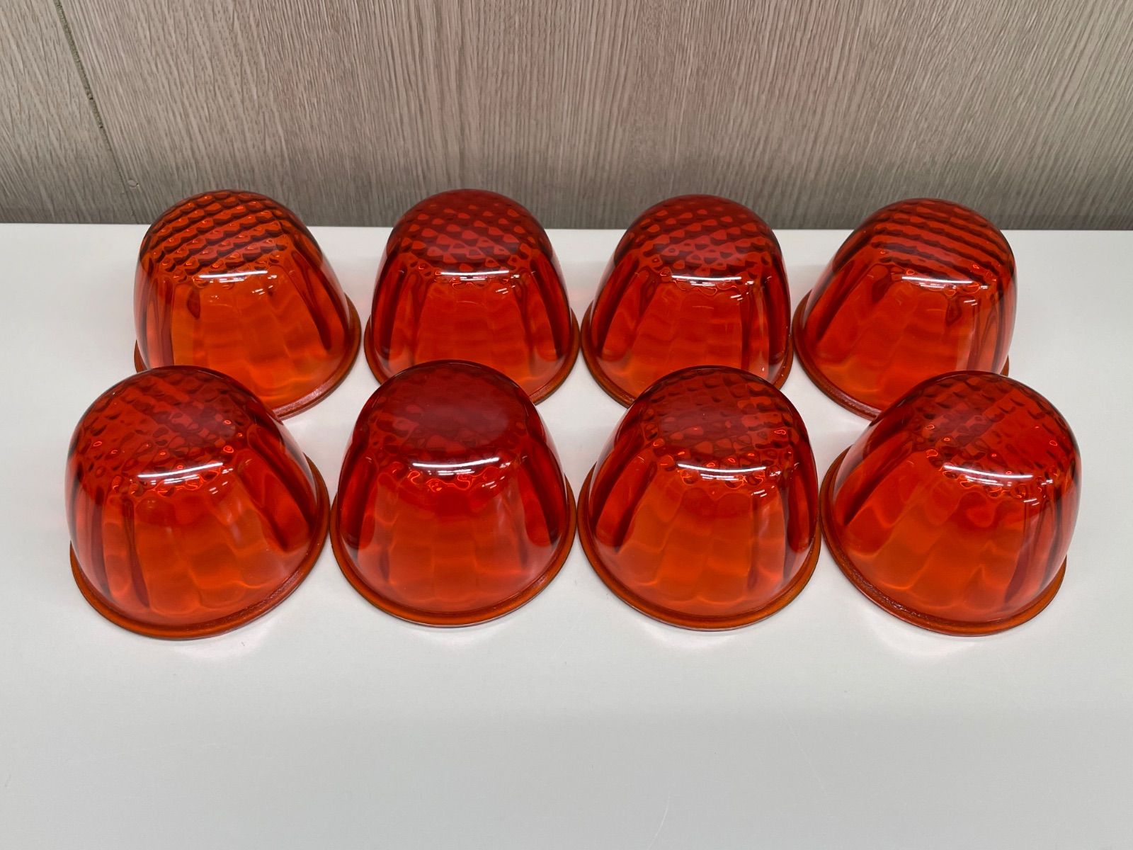JB新型マ－カーレンズ 橙 8個 アンバー オレンジ ガラス レンズのみ IKK レトロ デコトラ アート トラックショップASC