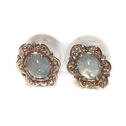 ノジェス NOJESS K10アクアマリンピアス 両耳 花 フラワー 10金