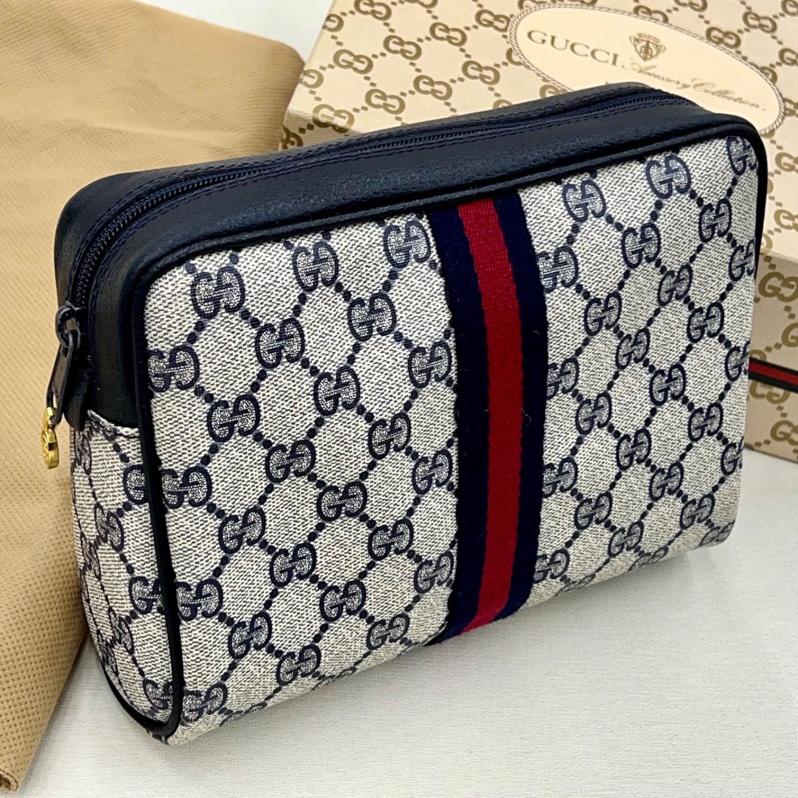 ランクB】OLD GUCCI クラッチバッグ シェリーライン GGスプリーム