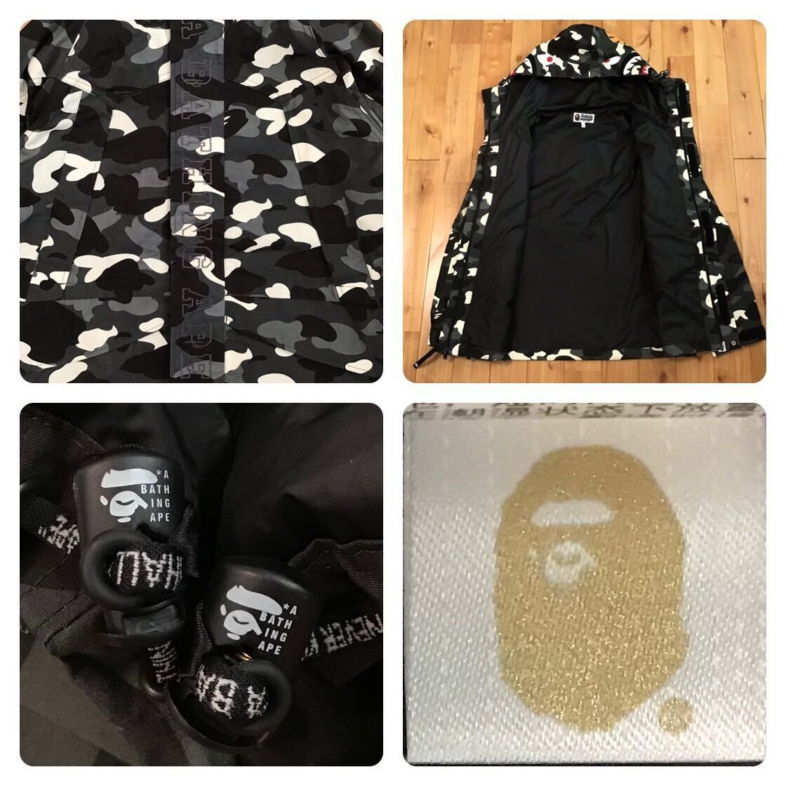 ★蓄光 スノボ ジャケット Mサイズ a bathing ape shark snow board jacket BAPE hoodie city  camo シャーク パーカー エイプ ベイプ