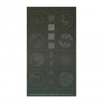 オリムパス 刺し子紬 第2弾 家紋柄 反物 深緑 D2004