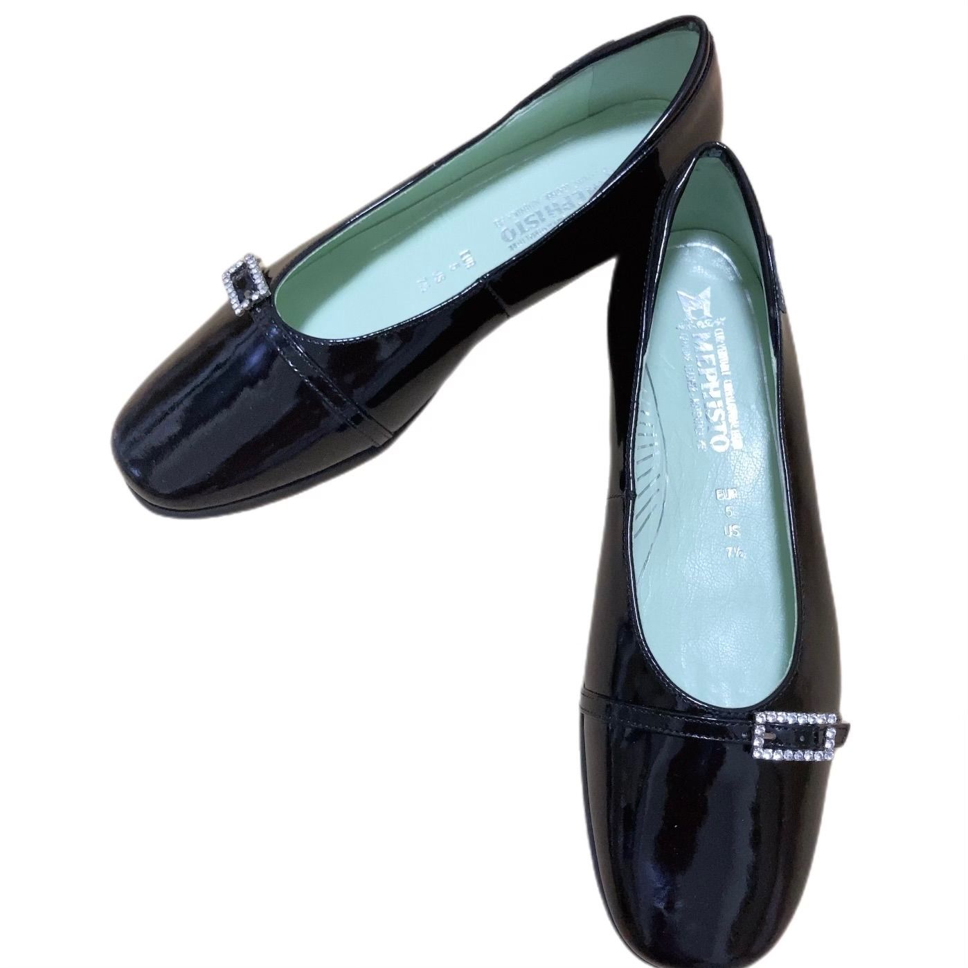 z1372【新古品】MEPHISTO メフィスト ローヒールパンプス 黒 ブラック  