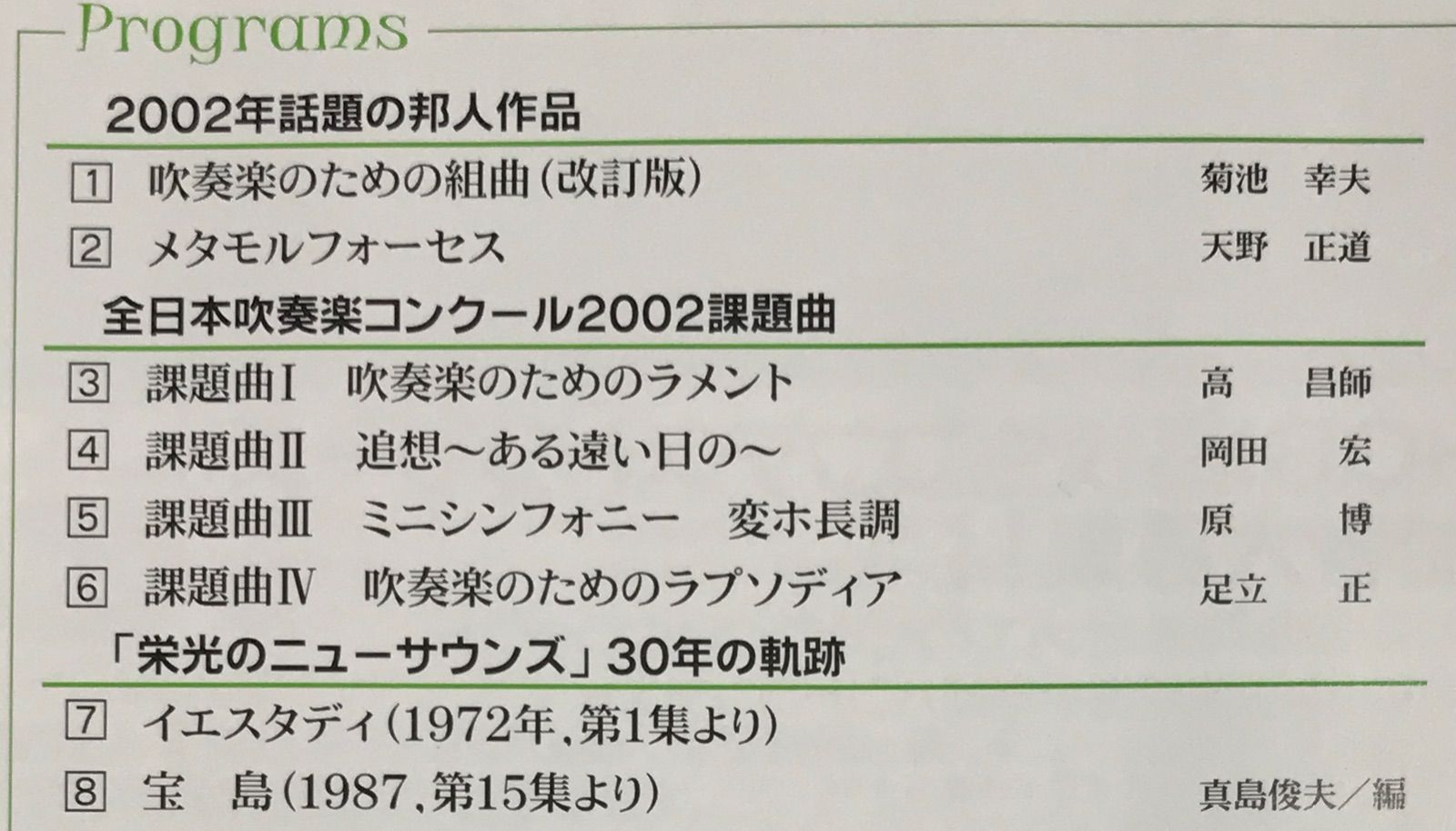 吹奏楽CD/尚美ウインドフェスティバル2002/非売品/課題曲/宝島 他