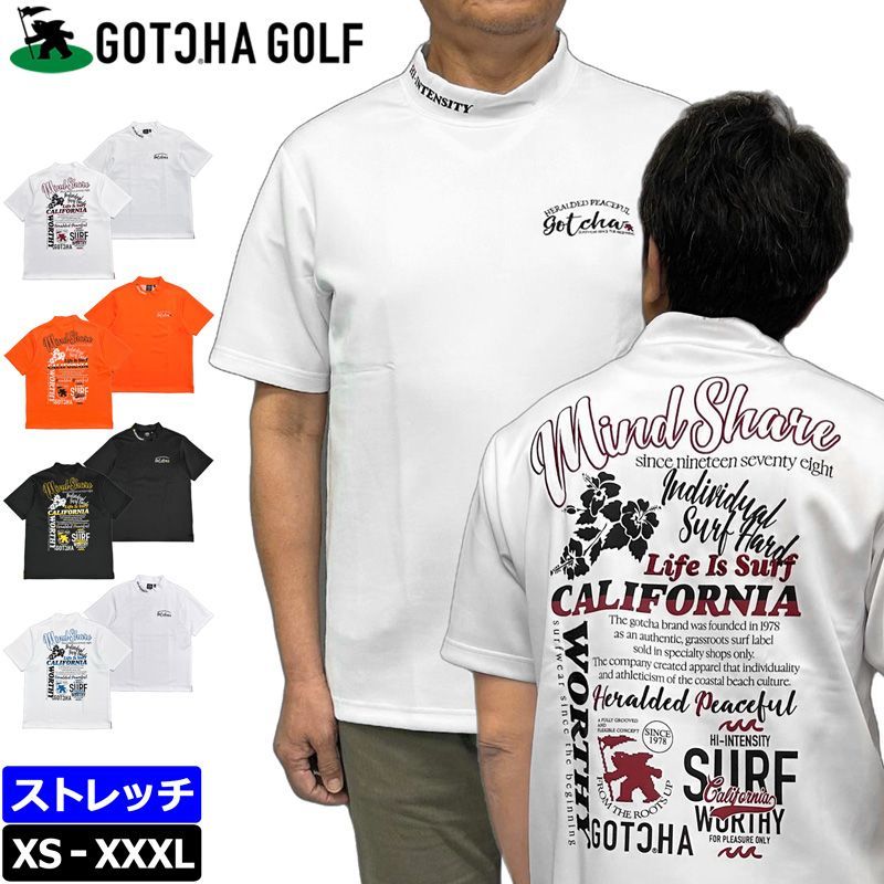 サイズ選択可 GOTCHA GOLF ガッチャゴルフ 2025 メンズ モックネック半袖シャツ スムース ツートーンロゴ 252GG1001 モックシャツ ゴルフウェア トップス GOTCHA GOLF正規販売店