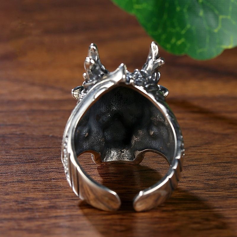 ドラゴンヘッド・デザイン調整可能リング ドラゴンヘッドリング 開口式 メンズ ヴィンテージ調 中華風