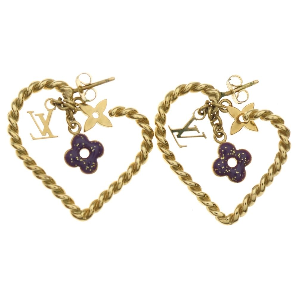 LOUIS VUITTON ルイヴィトン ブークルドレイユ スウィートモノグラムインマイハート ピアス ゴールド M65823