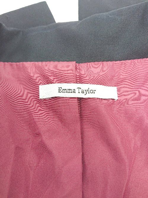 ◇ Emma Tayllor ダブルボタン 裏地あり 両サイドポケット 無地 長袖 ジャケット サイズ38 ブラック レディース E  【1309250028451】