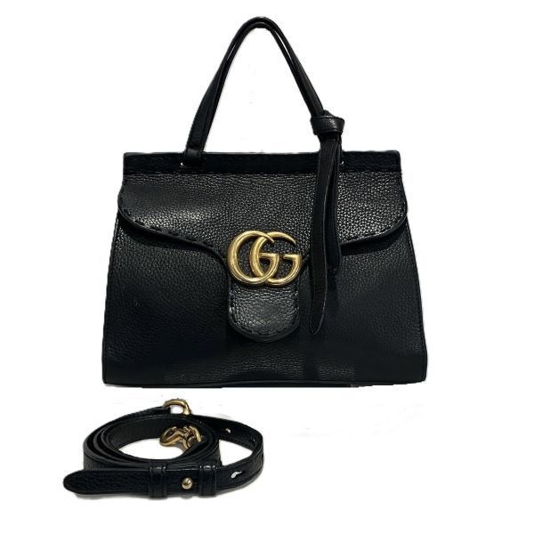 グッチ GUCCI GGマーモント 442622 ブラック レザー 2WAYバッグ ハンドバッグ ショルダーバッグ レディース