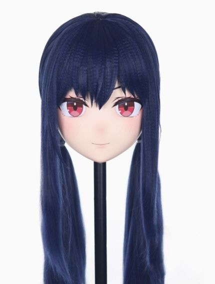 全頭マスク カツラ付き ロック付き NO.220 フルマスク ドール ヘッドロリータ人形 コスプレ 変身 仮装 着ぐるみ 二次元美少女