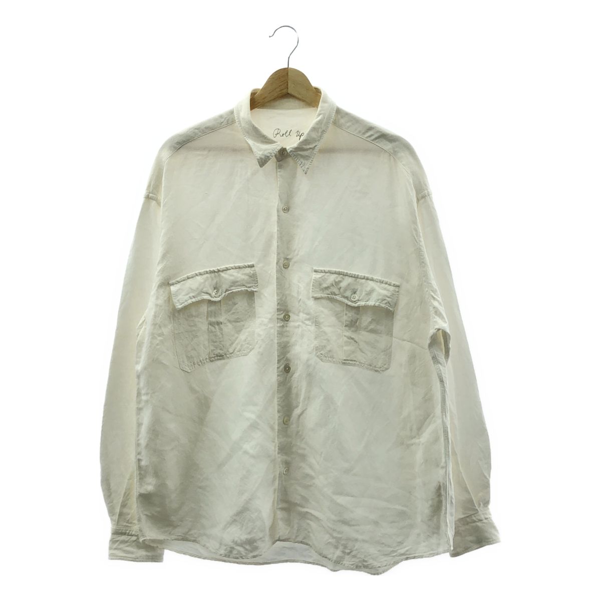 PORTER CLASSIC | ポータークラシック | ROLL UP SHIRT | リネン レーヨン ロールアップ シャツ | L | エクリュ系 | メンズ