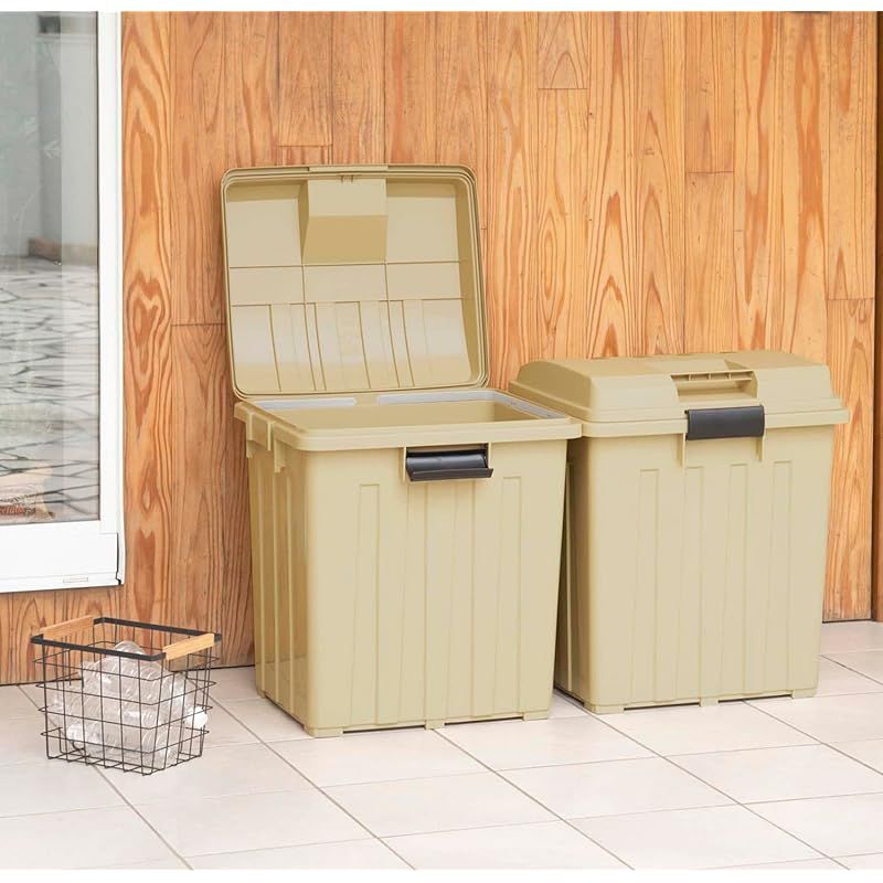 co.jp 新輝合成 Shinki Gosei トンボ ゴミ箱 連結 ハンドル付 90リットル カーキベージュ 2個セット 幅54×奥行46.5×高さ62cm 蓋付き 分別 丈夫 屋外 ベランダ 大きい アウトドア USTAUSTRALIA_COM_AU