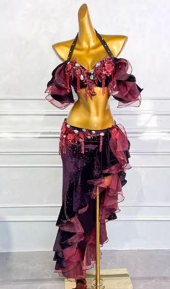 ベリーダンス オリエンタル衣装 フリンジ ブラ スカート オーダー