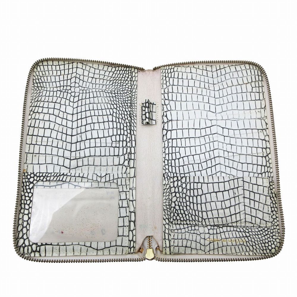 COMME des GARCONS クロコダイル風ポーチ ケース 白 COMMEdesGARCONS コムデギャルソン パスケース クロコダイル 長