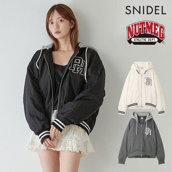 スナイデル SNIDEL アウター 25秋冬 NUTMEG コラボフード付きMA-1 ミドル丈 長袖 ブルゾン ナツメグ swfj254159