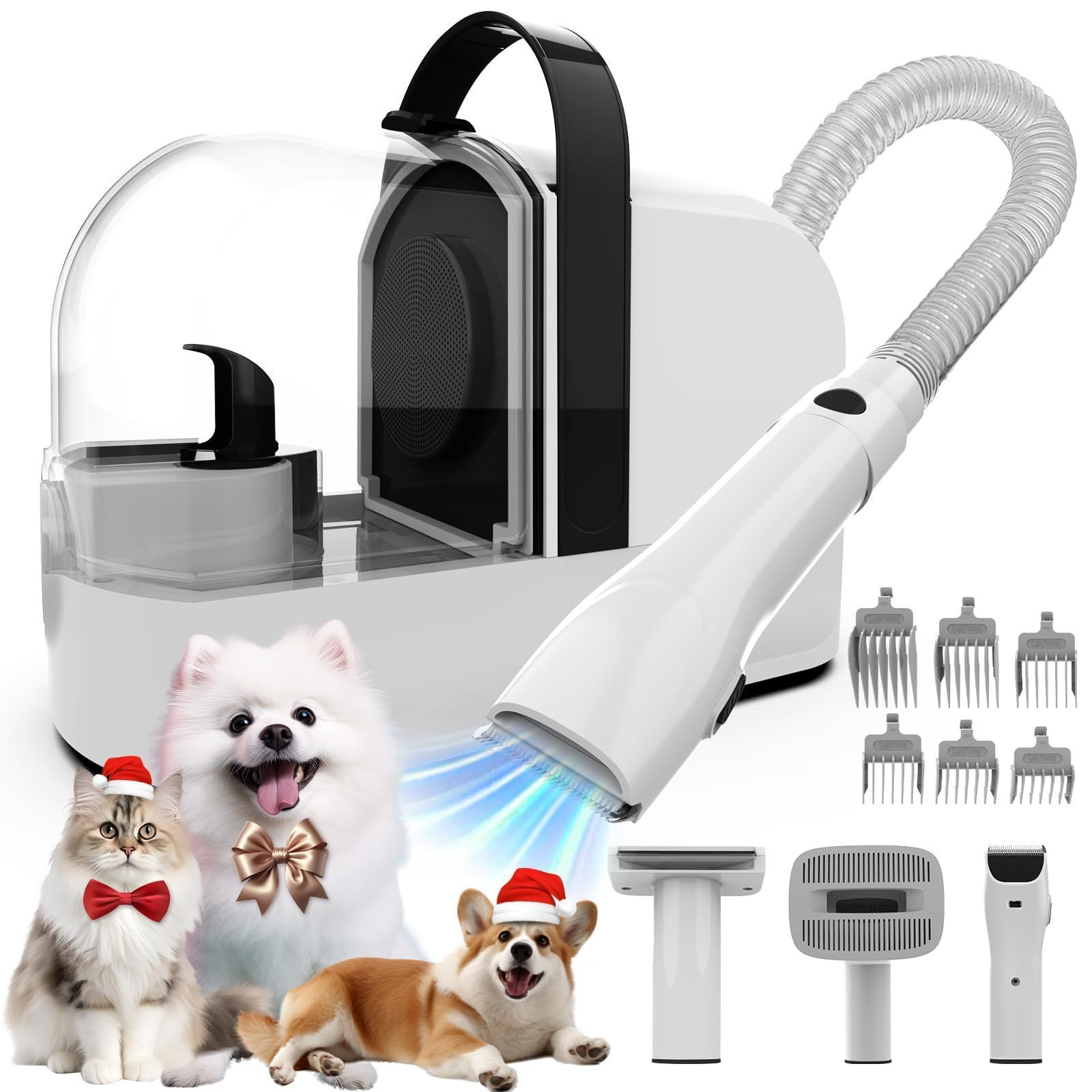 新着商品 犬用バリカン AIRROBO ペット用バリカンセット グルーミング掃除機 12000Pa 超強力吸引 3段階調整 多機能グルーミングキット 犬 猫美容器 猫 抜け毛を自動吸引 犬用電動大容量 換毛期対策 PG10 ブラック