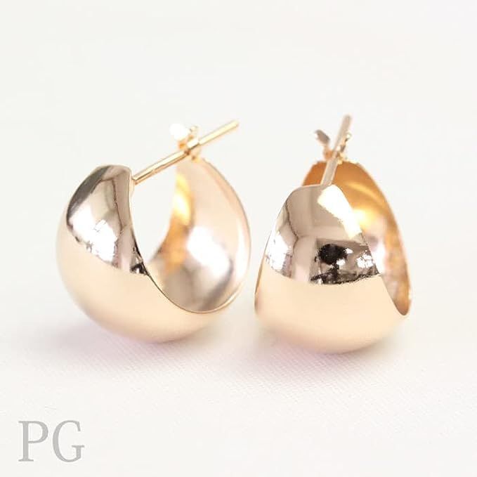 K18PG ムーンピアス 10mm×13mm 月甲ピアス 地金ピアス フープ