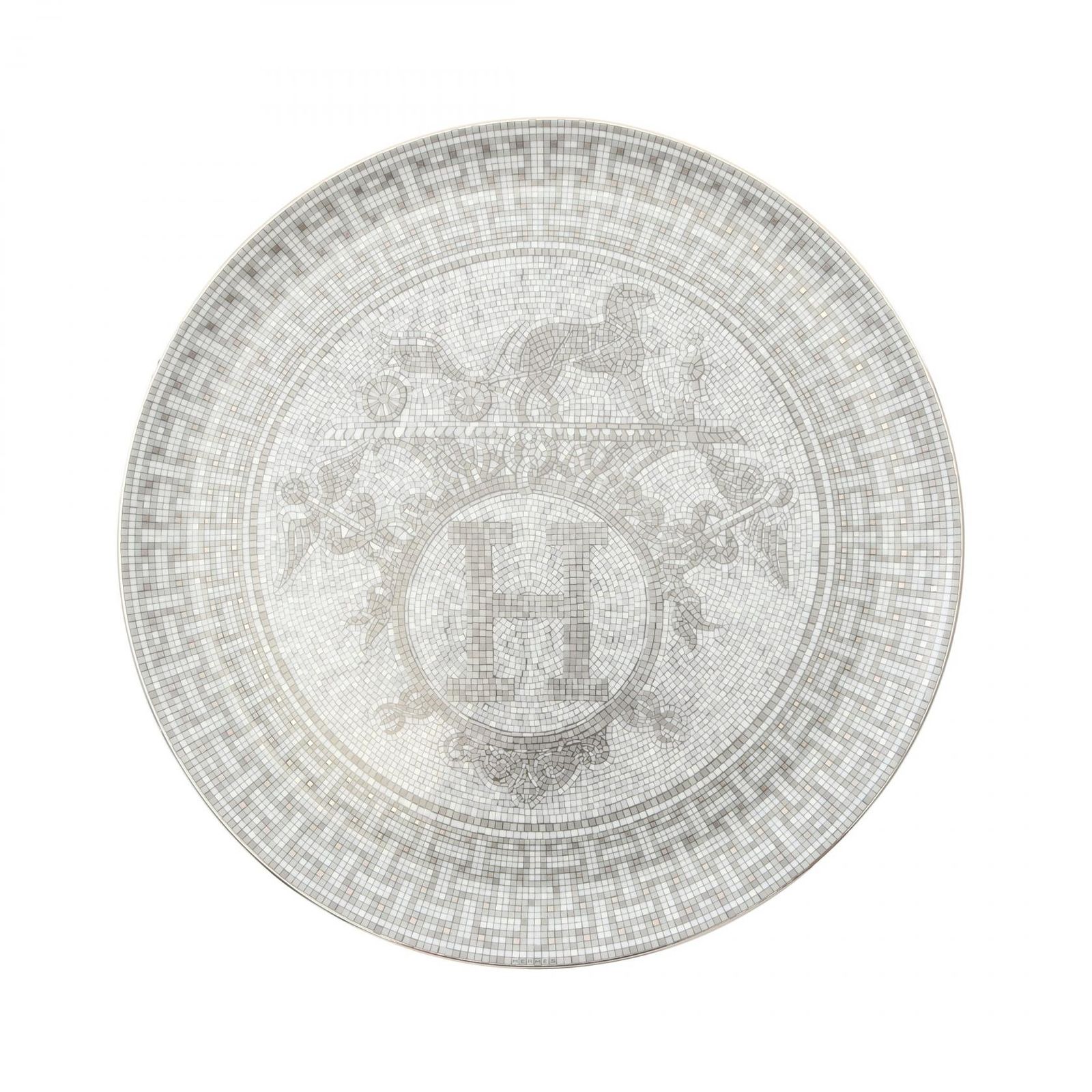 エルメス HERMES 食器 タルトプラッター モザイク 24 ホワイト|ブラック その他 食器 ユニセックス ♥