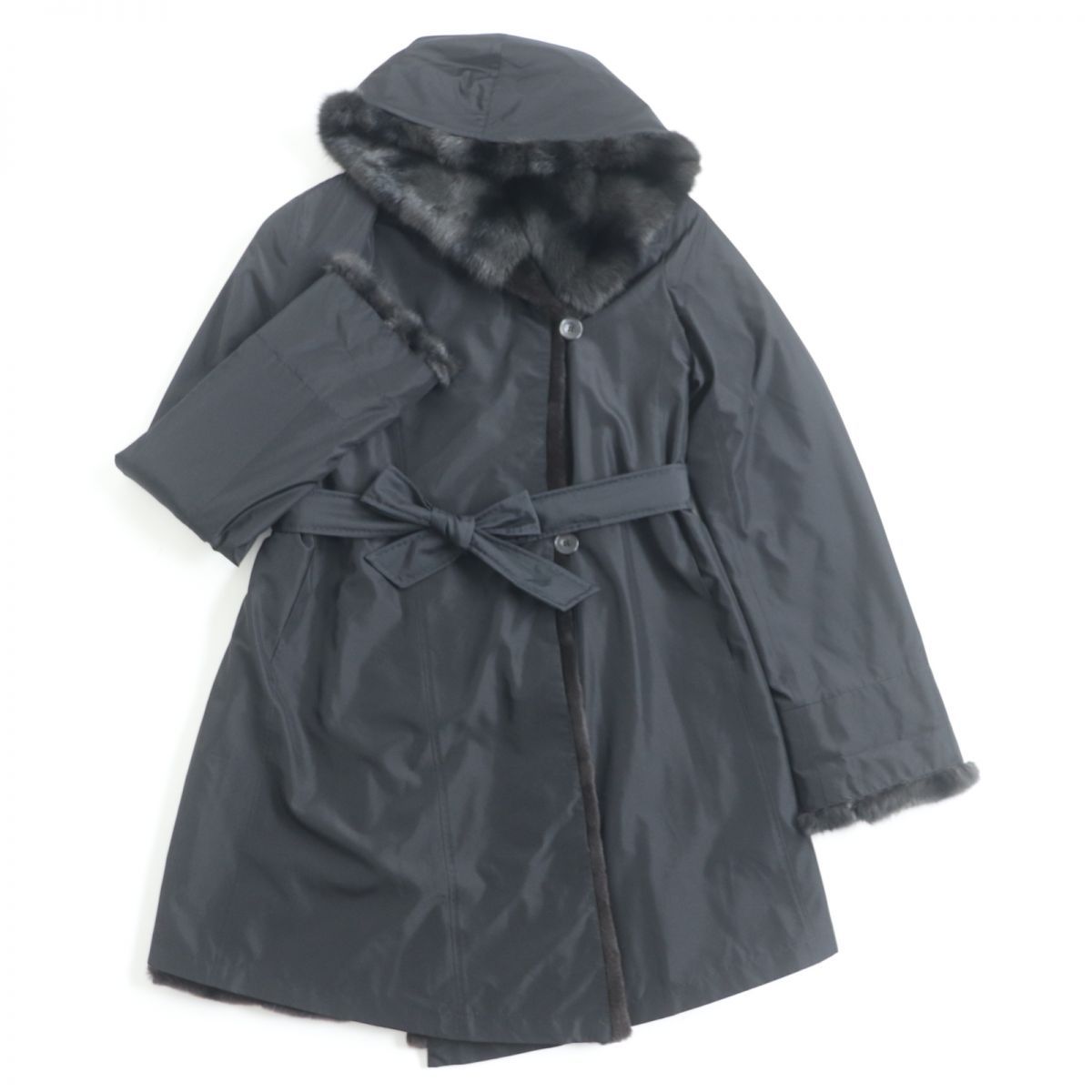 極美品△シェアードウィーゼル MINK ミンク 袖口ロシアンリス フード 
