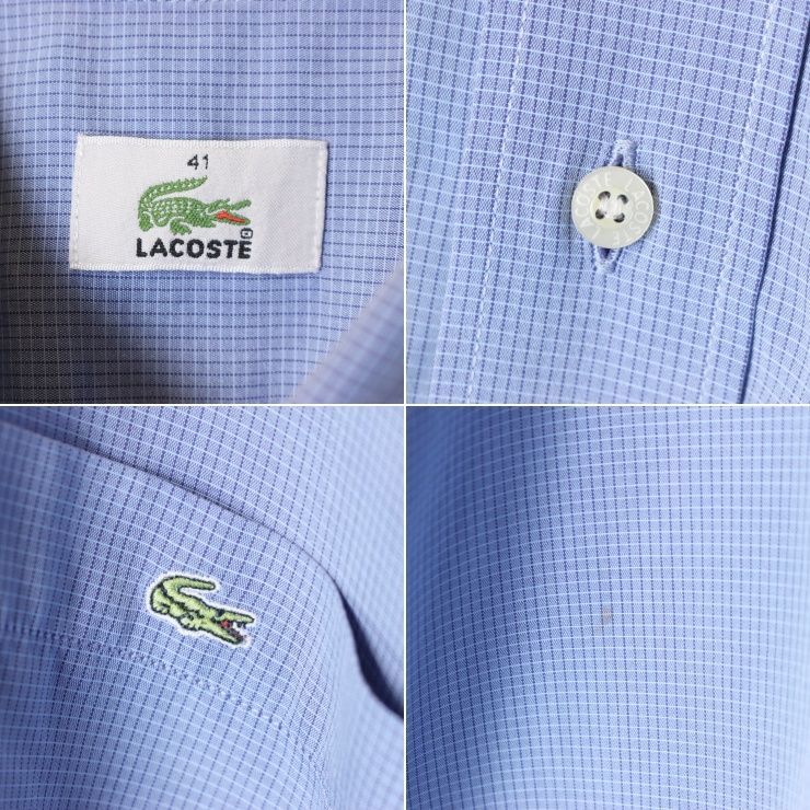 フレンチラコステ Lacoste 半袖 ボタンダウン シャツ ブルーL ss96