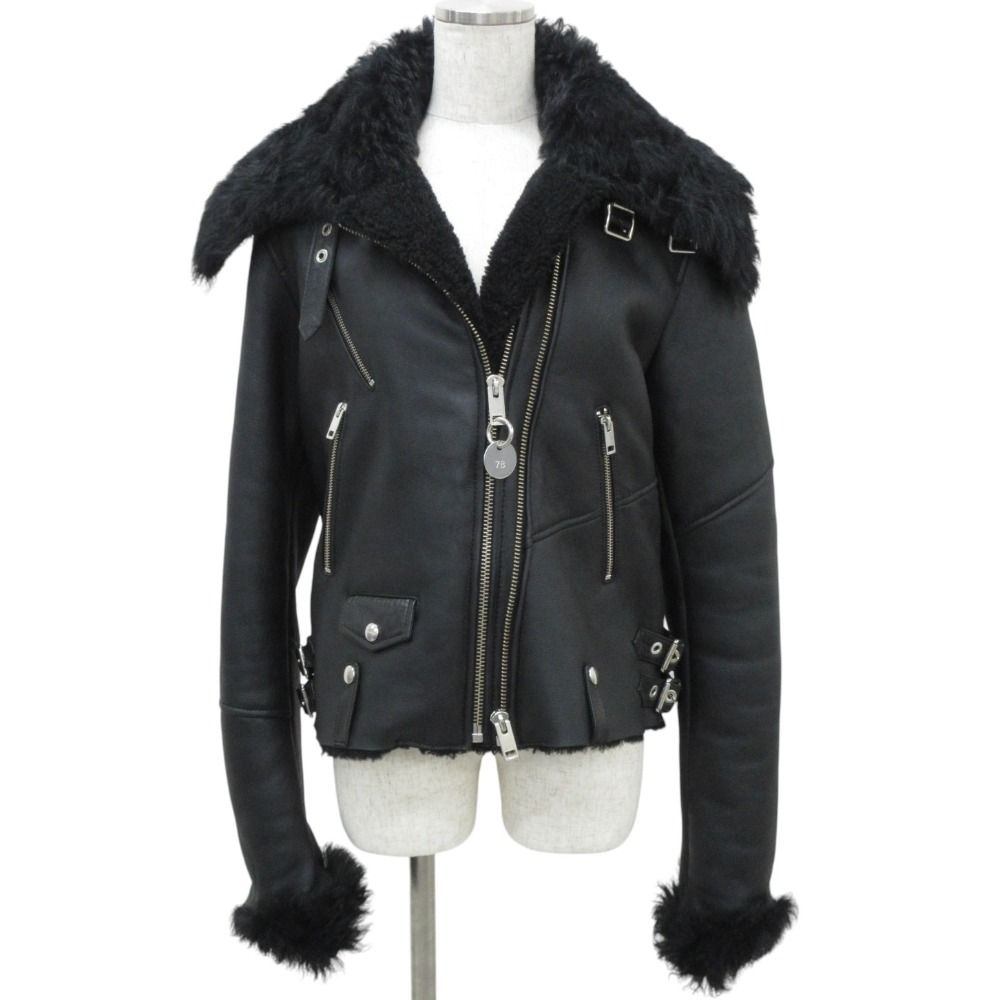 美品 DIESEL ディーゼル ムートンレザー ライダースジャケット L