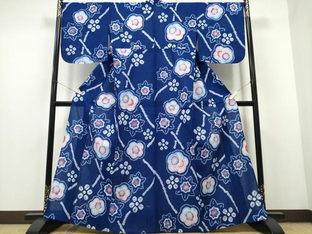 平和屋着物∴夏物 浴衣 有松鳴海絞り 枝花文 綿 CAAY4476ng