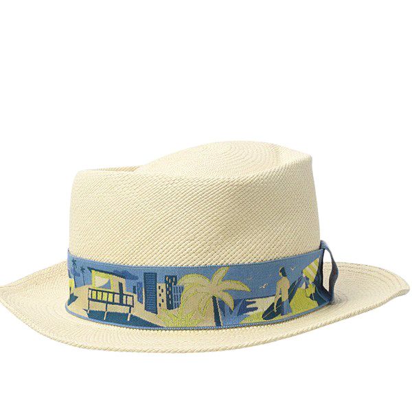 エルメス 帽子 レディース ストローハット 編み込み 58サイズ ナチュラル×ブルーリボン HERMES