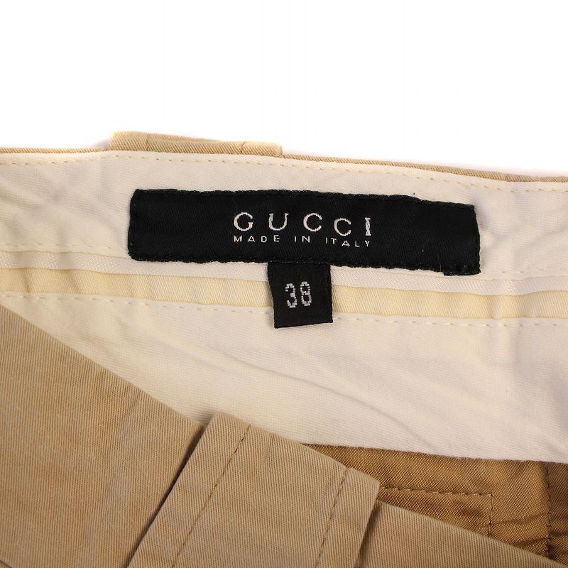 美品 GUCCI グッチ ストレートパンツ チノパン ベージュ ベロア 38 GUCCI - GUCCI グッチ チノパン M ベージュ 【古着】【中古