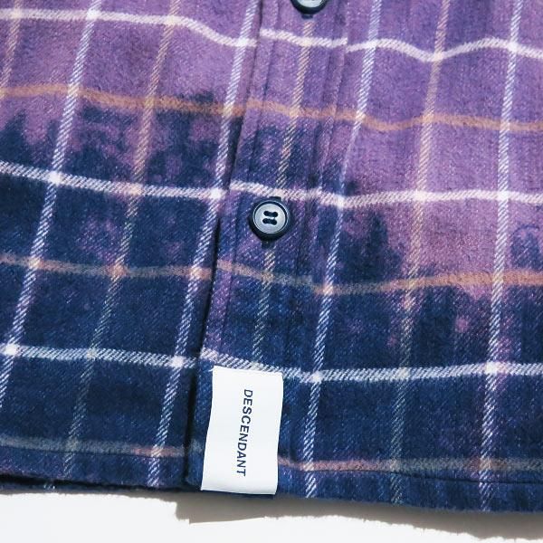 DESCENDANT(ディセンダント)19SS MOSS CHECK LS SHIRT ブリーチ加工長袖モスチェックシャツ パープル DESCENDANT(ディセンダント) ⁄ 19SS⁄MOSS CHECK LS SHIRT⁄オンブレCK